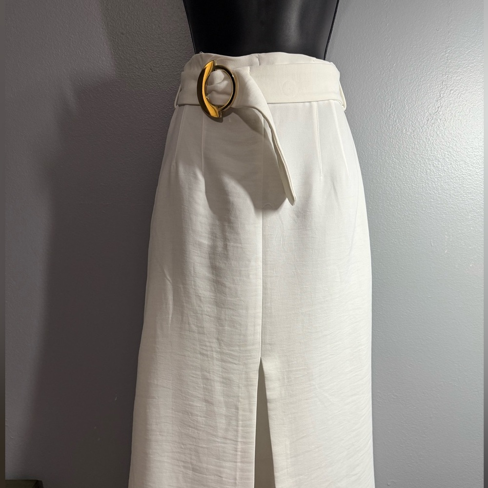 Zara White A-line Skirt with Slit